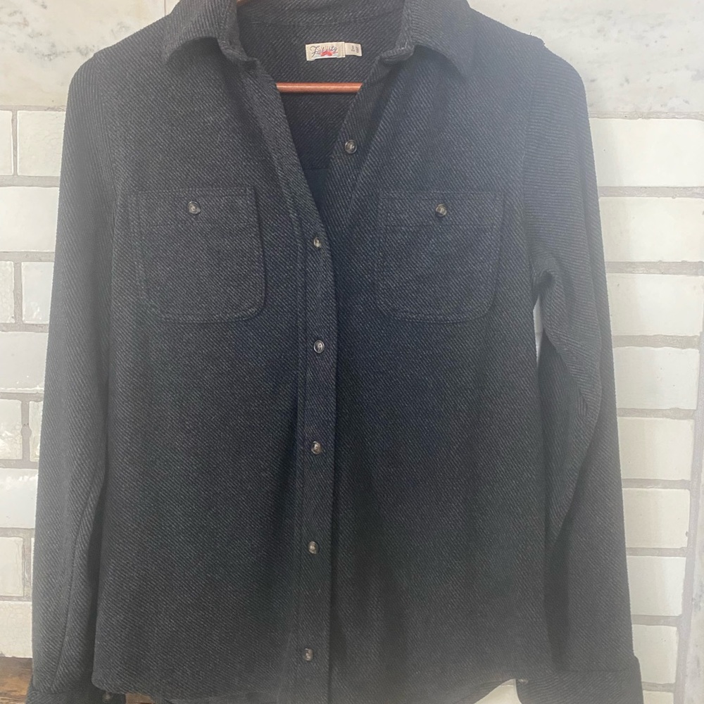Faherty Dark Charcoal Button-Up Shirt